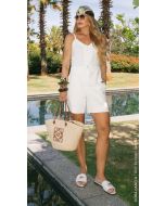 Cora Canela | Short Linho c/ Elastano Off White