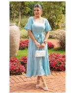 Dumene | Vestido Max Midi Entremeio Azul