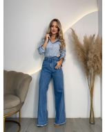 Pérola Rara | Calça Wide Leg com recorte