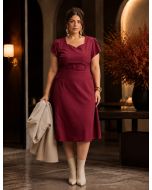 Dona Charme | Vestido Midi Alfaiataria Magenta
