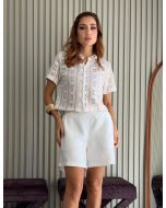 To Fashion | Conjunto Camisa Crochê Listra
