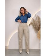 Pérola Rara | Calça Reta Cargo Areia
