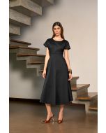 Império By Titanium | Vestido Plano com Recorte Diferenciado Preto 120cm