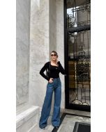 Degrant | Wide Leg Jeans Escuro Sobretinto