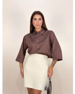 Maria Poá | Camisa Marrom Cinzenta