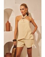 Luxo | Conjunto Blusa e Shorts Cecilia Creme 