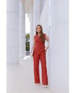 Le Rizz | Conjunto Colete com Calça Reta com detalhe Pesponto Viscolinho