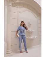To Fashion | Conjunto Linho Listrado Azul 