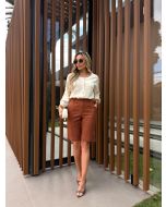 Julia Rodrigues - Bermuda Alongada Linho Premium