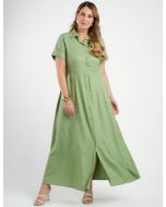 Dona Charme | Vestido Longo Linho Verde