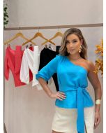 Amora Cool | Blusa Nula Manga Azul