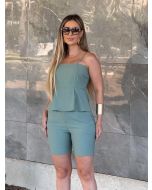 Amora Cool | Conjunto Blusa Prega/Bermuda