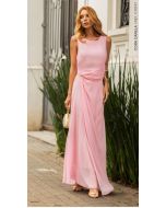 Cora Canela | Vestido Crepe Chiffon Rosa