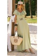 Cora Canela | Vestido Slub c/ Linho Verde Chá