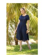 Imperio By Titanium | Vestido Tecido Plano com Martingale Azul Marinho
