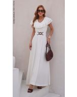 Cora Canela | Vestido Slub c/ Linho Off White
