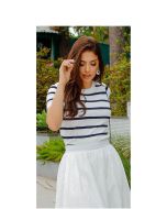 Imperio By Titanium | Blusa de Trico Listrado Branco