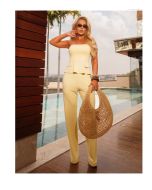Maria Dondoca | Conjunto Top Babado Moletinho Amarelo