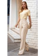 Cora Canela | Calça Linho c/ Elastano Natural