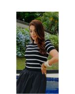 Imperio By Titanium | Blusa de Trico Listrado Preta