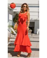 Cora Canela | Saia Viscolinho c/ Elastano Vermelho