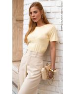 Cora Canela | T-shirt Viscolycra Amarelo-Off