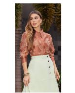 Imperio By Titanium | Camisa de Liocel Tecido Bordado Marrom