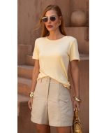 Cora Canela | T-shirt Viscolycra Amarelo Lisa