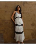 Madri Belle | Vestido Carmen Estampa Poá Off White