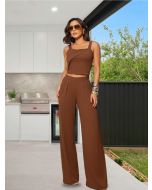 Maria Dondoca | Conjunto Pantalona Viena Moletinho Marrom