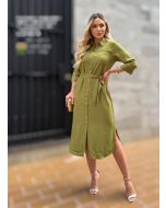 Julia Rodrigues | Vestido Chemise Linho Cafpe com Leite
