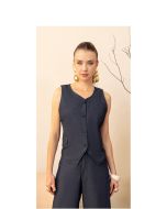 Imperio By Titanium | Colete Alongado Jeans Listrado