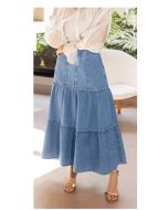 Imperio By Titanium | Saia Jeans Claro 3 Marias Longa Claro