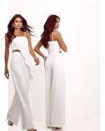 Lily Belle | Macacão Alafaiataria Acetinado Branco