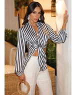 Lily Belle | Camisa em Crepe Acetinado Listrado