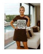 Maria Dondoca | Vestido Bicolor Moletinho Marrom com Off