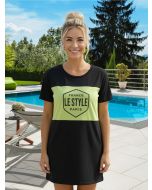 Maria Dondoca | Vestido Bicolor Moletinho Preto com Lima