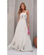 Cora Canela | Vestido Viscolinho c/ Elastano Off White