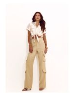 Lily Belle | Calça Confeccionado em Crepe Bege