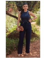 Dumene | Calça com Cinto Trançado Alfaiataria Armani Marinho