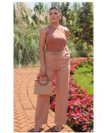 Dumene | Calça com Cinto Trançado Alfaiataria Armani Marrom