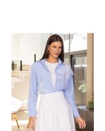 Imperio By Titanium | Camisa de Tricoline Listrado Azul