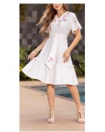 Imperio By Titanium | Vestido de Sarja Leve com Bordado
