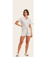 Recco | Pijama Aberto Curto de Viscose Listrada