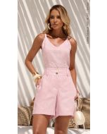 Cora Canela | Cropped Linho Premium Rosa