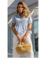 Cora Canela | Camisa Cambraia Azul Claro