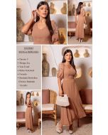 Dumene | Vestido com Mangas Bordadas Mousse