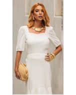 Cora Canela | Blusa Viscolinho c/ Elastano Off White