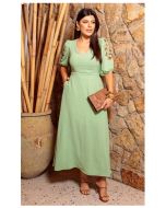 Dumene | Vestido com Mangas Bordadas Celadom