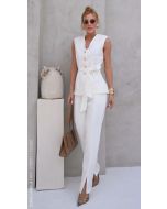 Cora Canela | Calça Alfaiataria Pesada Off White